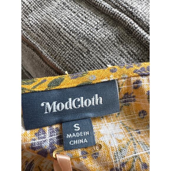 Modcloth Spruced Up Summer Floral Sleeveless Linen Tank Top Yellow Women S NWT - Picture 6 of 11